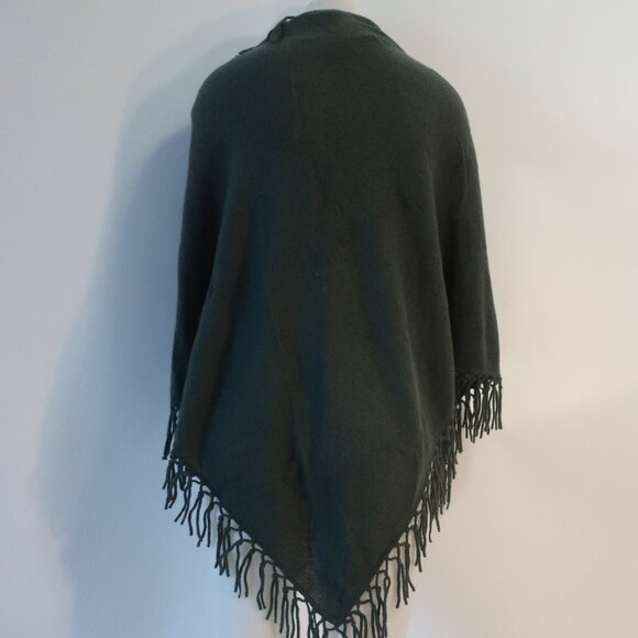 NWT Womens Minnie Rose Army Green Fringed Pure Cashmere Scarf Wrap Shawl OS - Picture 7 of 9